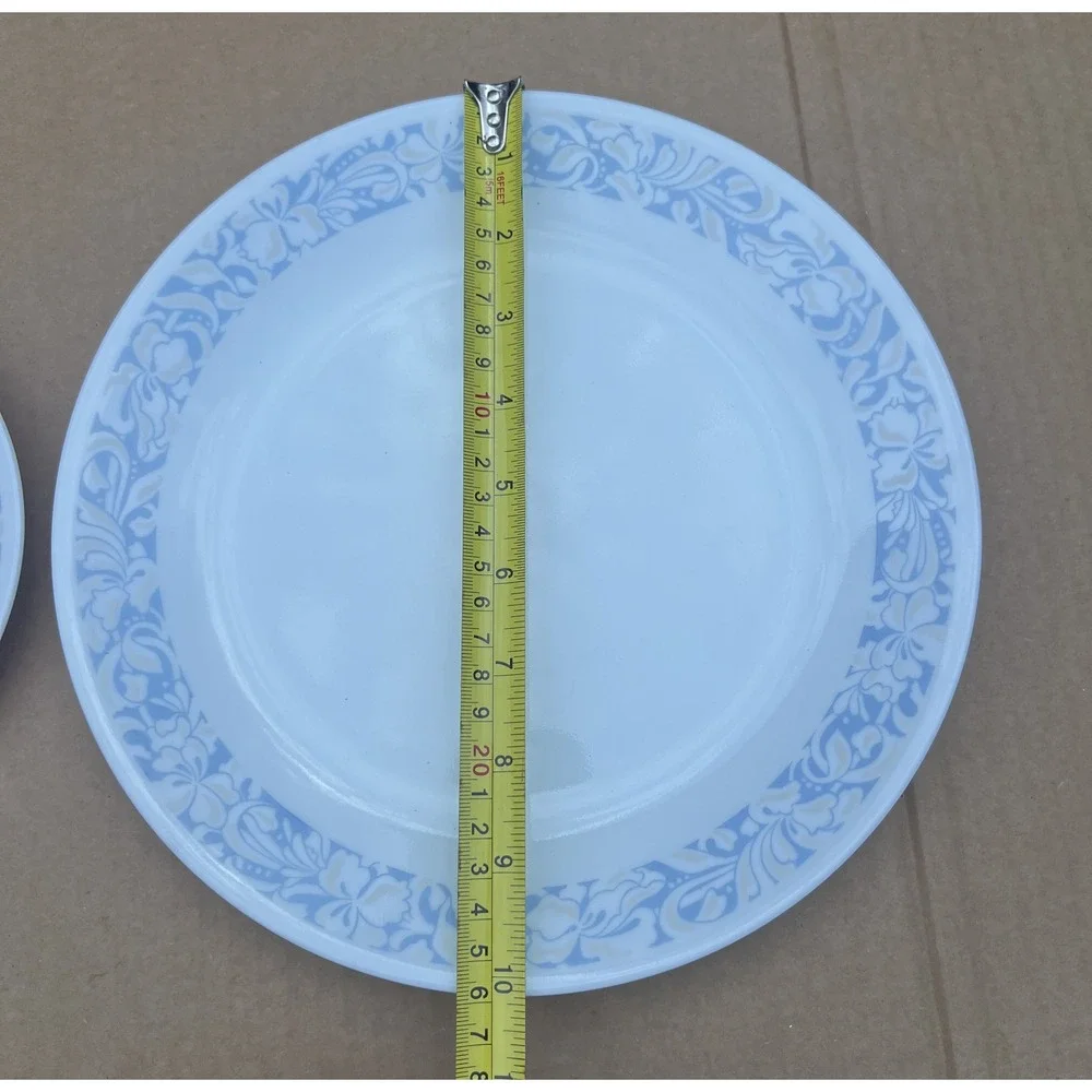 Corelle White Blue Floral Dinner Plates & Saucers‎ Vitrelle Glass Set of 4